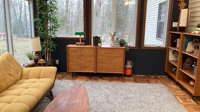 Mid century. Lampe de banquier / TEAK TECK. Crédence, buffet, co - Photo 4