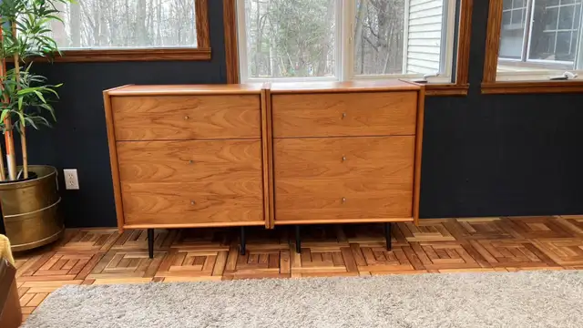 Mid century. Lampe de banquier / TEAK TECK. Crédence, buffet, co - Photo 5