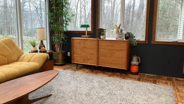 Mid century. Lampe de banquier / TEAK TECK. Crédence, buffet, co - Photo 9