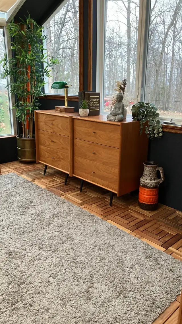 Mid century. Lampe de banquier / TEAK TECK. Crédence, buffet, co - Photo 10