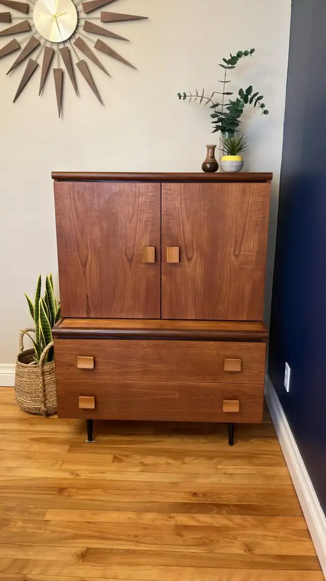 Mid century. TEAK TECK. Crédence, buffet disque vinyle, bar, sid - Photo 2