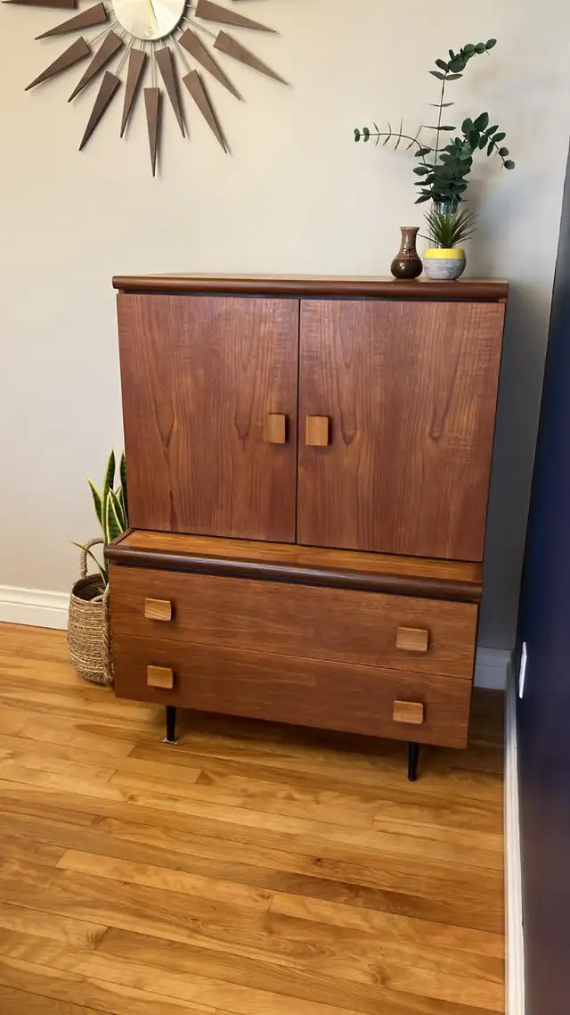 Mid century. TEAK TECK. Crédence, buffet disque vinyle, bar, sid - Photo 3