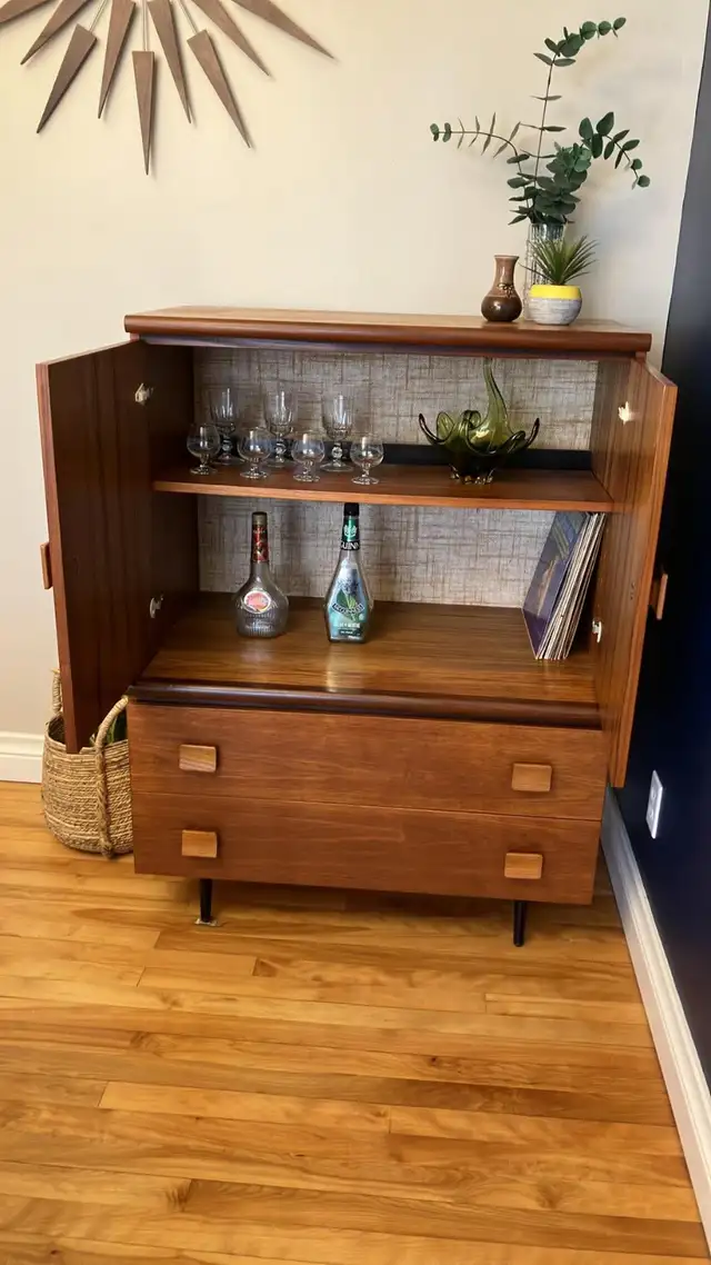 Mid century. TEAK TECK. Crédence, buffet disque vinyle, bar, sid - Photo 7