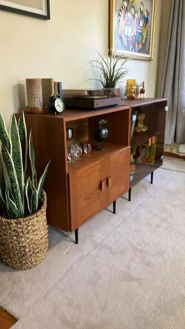 Mid century. TEAK TECK. Modulable. Crédence, bahut disques vinyl
