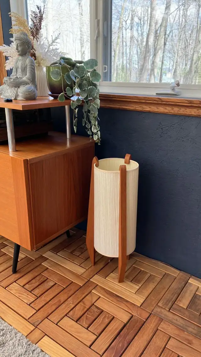 Mid century. TEAK TECK. Lampe / Buffet disque vinyle audio, comm - Photo 5