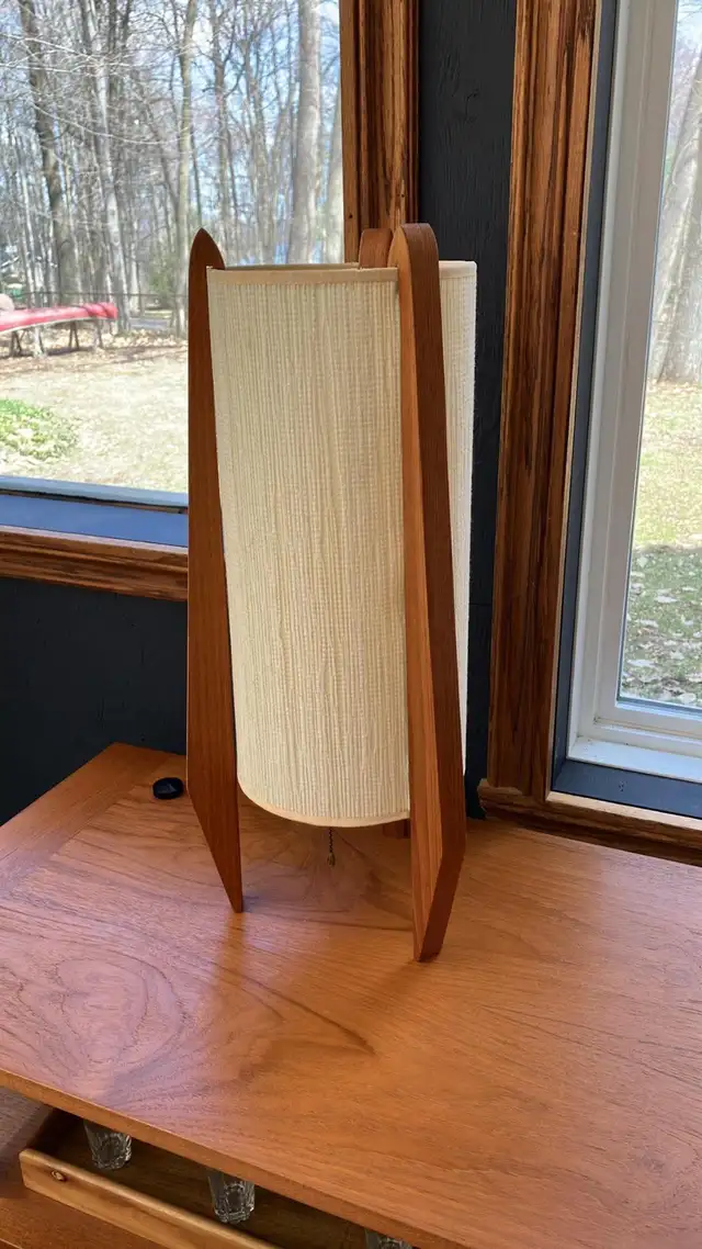 Mid century. TEAK TECK. Lampe / Buffet disque vinyle audio, comm - Photo 6