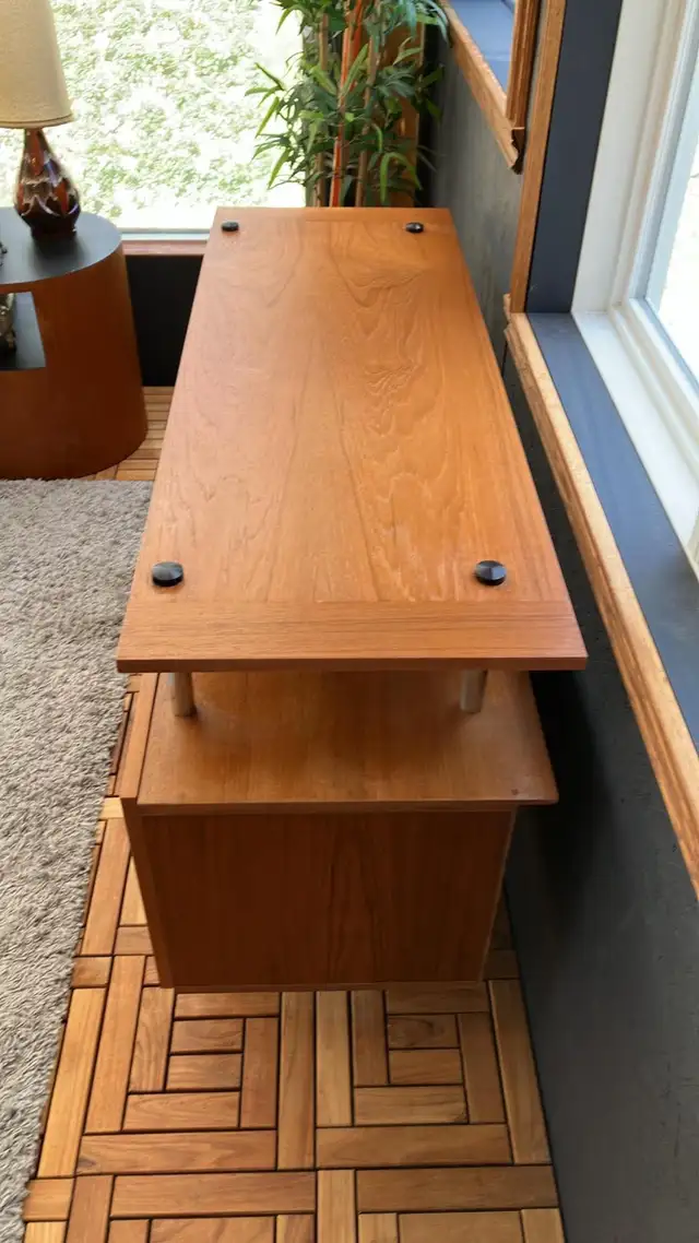 Mid century. TEAK TECK. Lampe / Buffet disque vinyle audio, comm - Photo 7