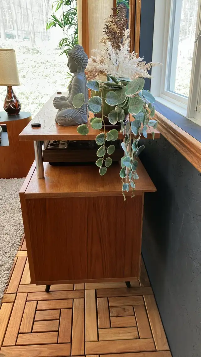 Mid century. TEAK TECK. Lampe / Buffet disque vinyle audio, comm - Photo 8