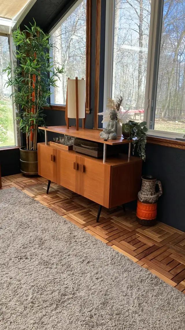 Mid century. TEAK TECK. Lampe / Buffet disque vinyle audio, comm - Photo 9