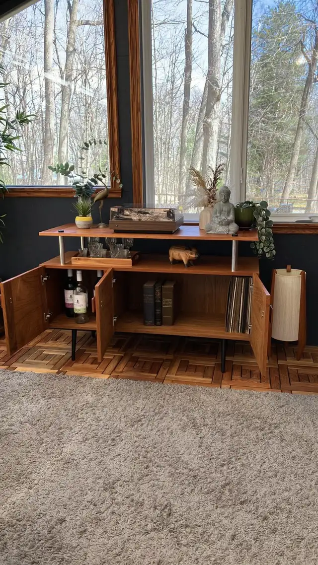 Mid century. TEAK TECK. Lampe / Buffet disque vinyle audio, comm - Photo 10