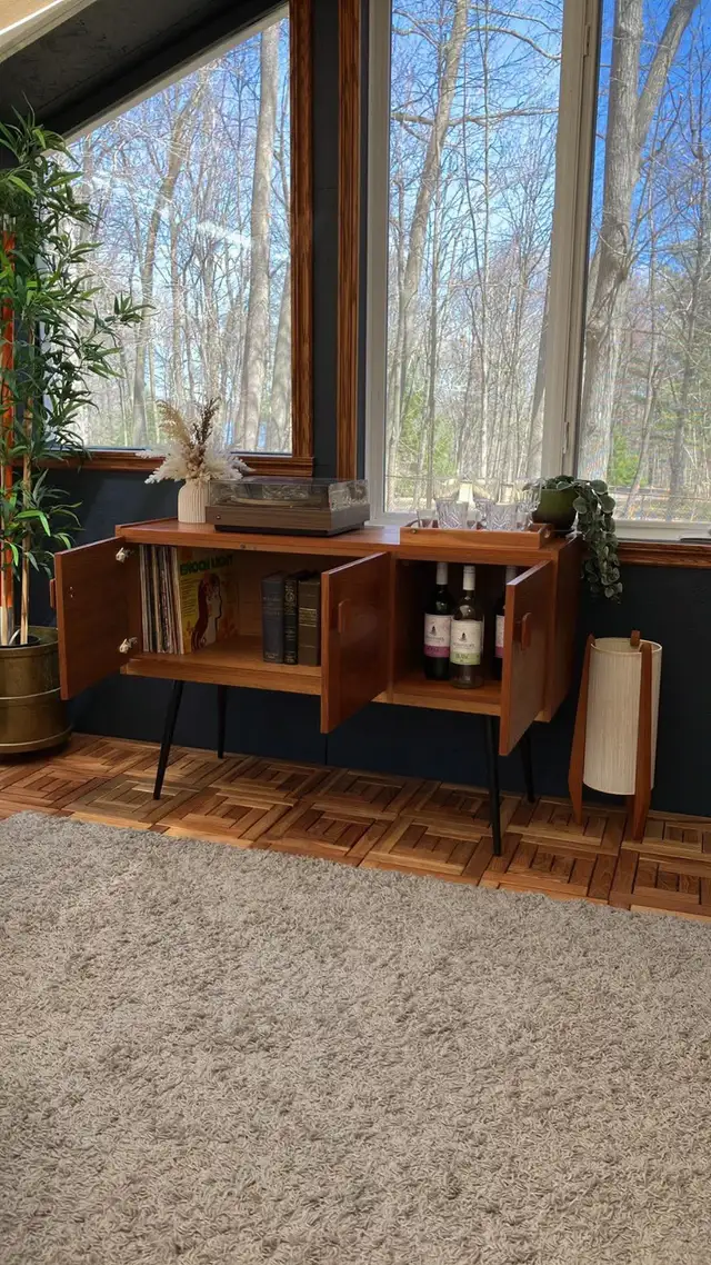 Mid century. TEAK TECK. Credence, Buffet disque vinyle audio, ba - Photo 2