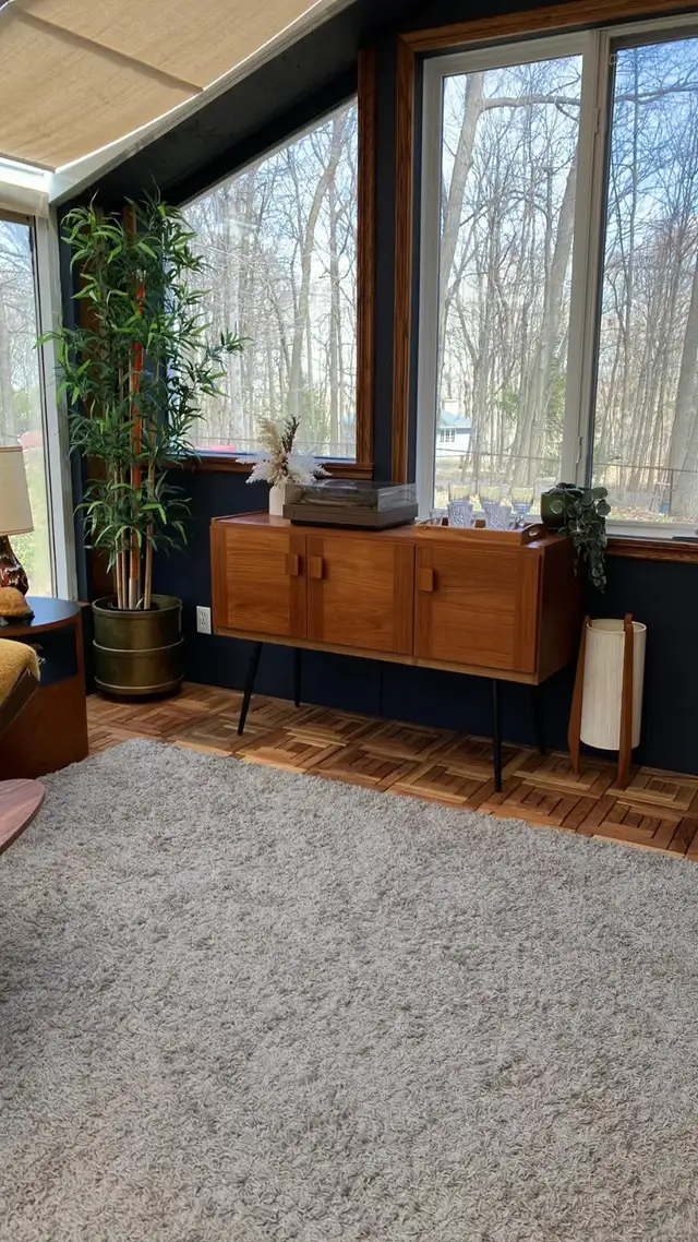 Mid century. TEAK TECK. Credence, Buffet disque vinyle audio, ba - Photo 4