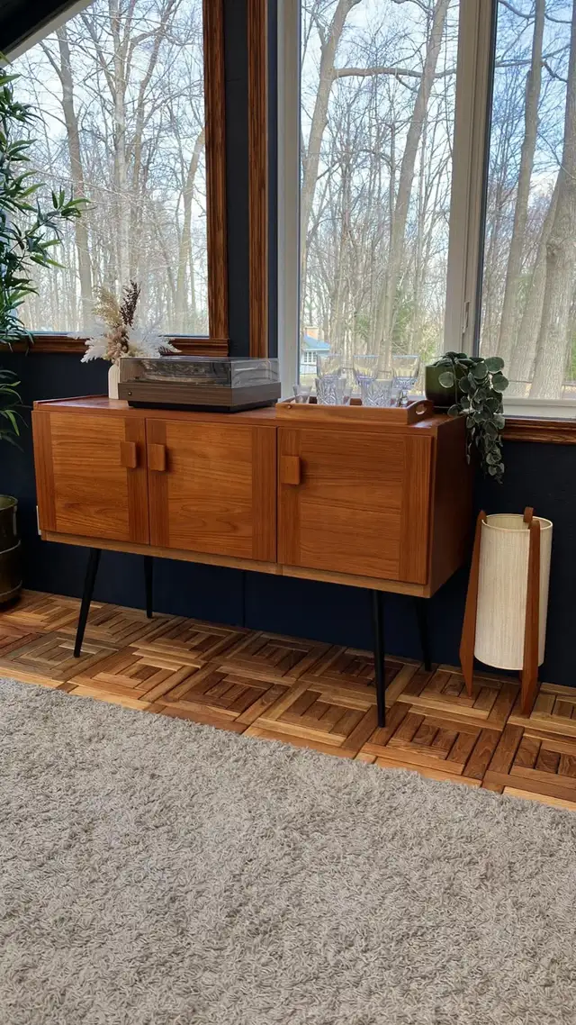 Mid century. TEAK TECK. Credence, Buffet disque vinyle audio, ba - Photo 6