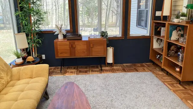 Mid century. TEAK TECK. Credence, Buffet disque vinyle audio, ba - Photo 8