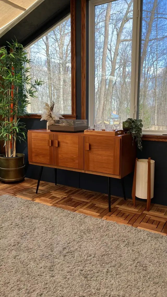 Mid century. TEAK TECK. Credence, Buffet disque vinyle audio, ba - Photo 9