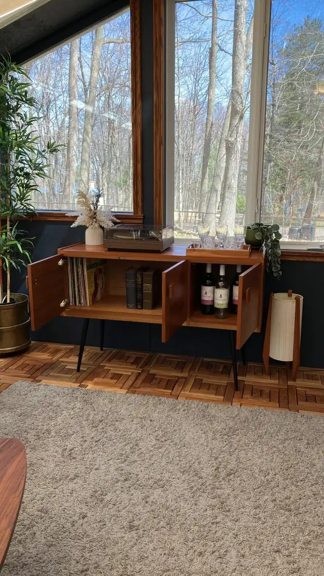 Mid century. TEAK TECK. Credence, Buffet disque vinyle audio, ba - Photo 10