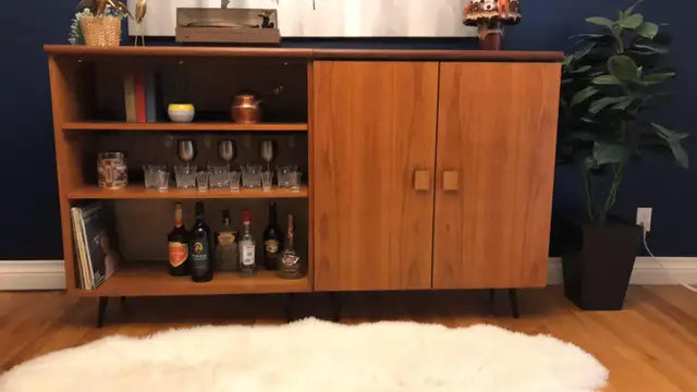 Mid century Meubles TECK TEAK. Commode d'angle / buffet biblioth - Photo 8