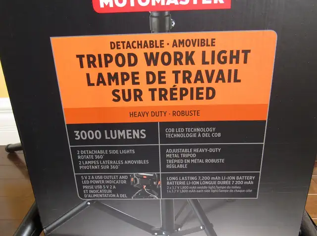 3000 lumens LED tripod worklights photography Motomaster - Photo 7
