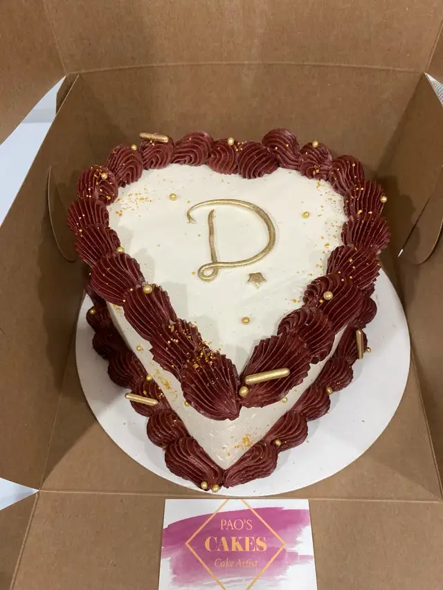 vintage heart cake burgundy - Photo 2