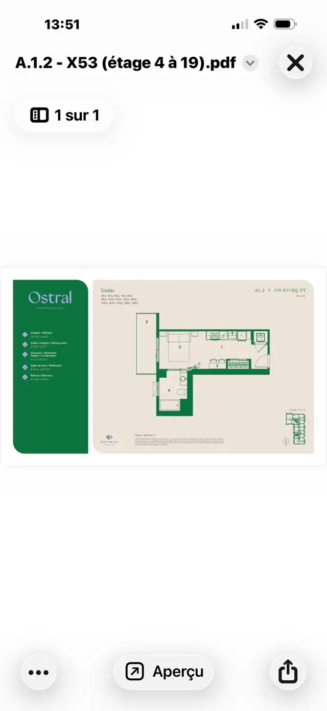 Condo studio à louer - Photo 2