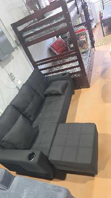 sofa black with ottoman