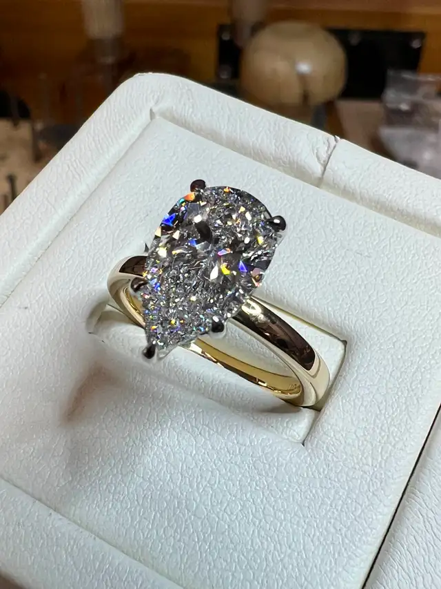 3.04ct Pear Lab Grown Diamond Engagement Ring -