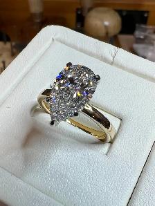 3.04ct Pear Lab Grown Diamond Engagement Ring -