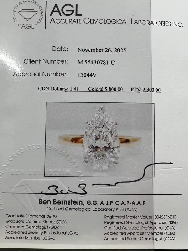 3.04ct Pear Lab Grown Diamond Engagement Ring - - Photo 6