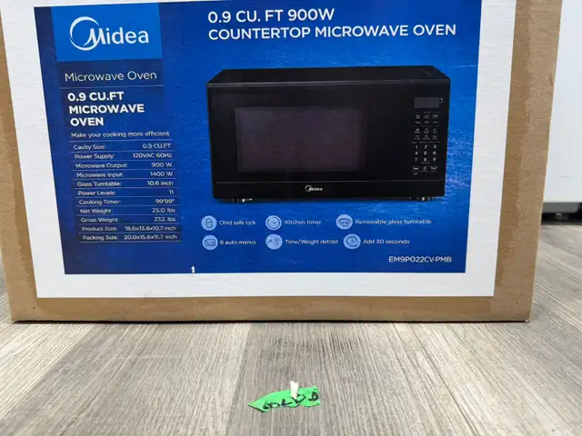Microwave - Midea  EM9P022CV-PMB 0.9 Cu Ft - Countertop Black. - Photo 2
