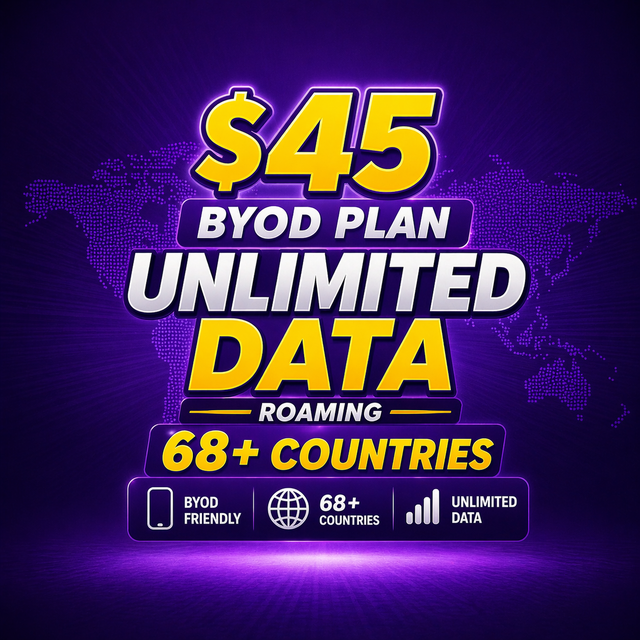 $45 Global Roaming Plan 250gb – 4  Lines Available
