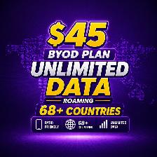 $45 Global Roaming Plan 250gb – 4  Lines Available