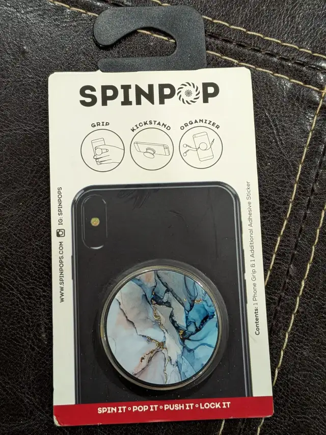 NEW Spinpop Phone Grip (with adhesive extra sticker) Marble Look