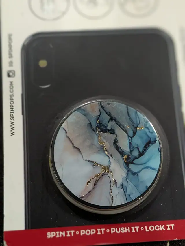 NEW Spinpop Phone Grip (with adhesive extra sticker) Marble Look - Photo 3