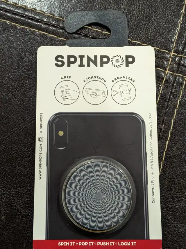 NEW Spinpop Phone Grip (w/extra adhesive sticker) Spiral look