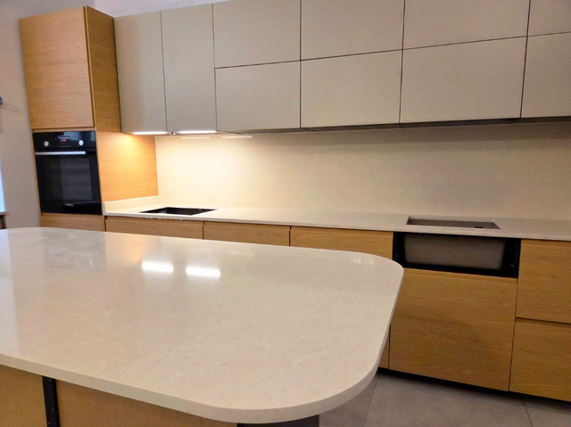 White Quartz Countertop with Plain White - Photo 4