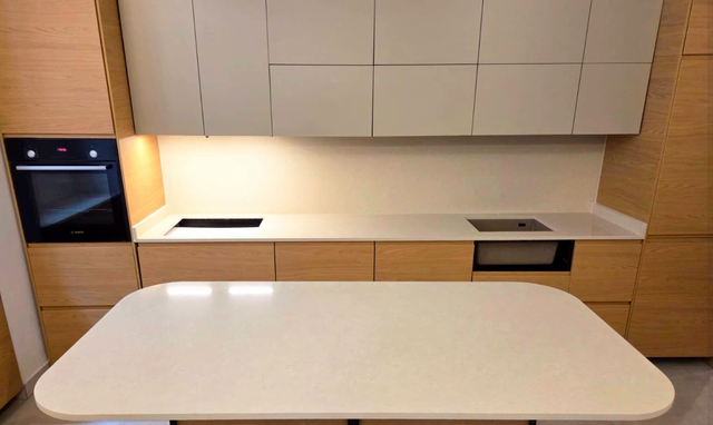 White Quartz Countertop with Plain White - Photo 6