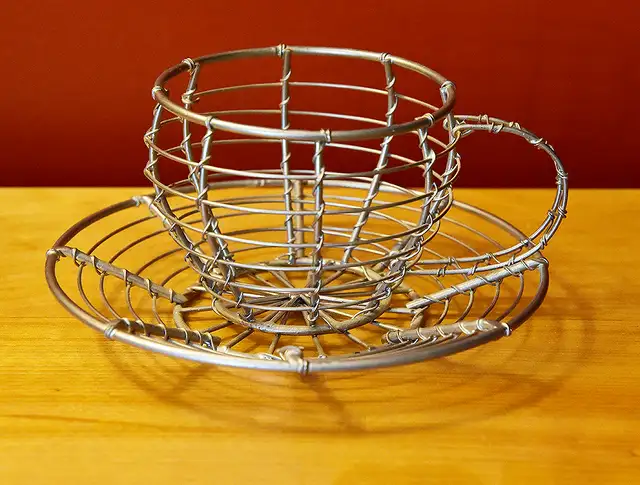 Unique Wire Cup & Saucer Candle Holder (Mint Condition)