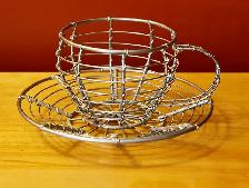 Unique Wire Cup & Saucer Candle Holder (Mint Condition)