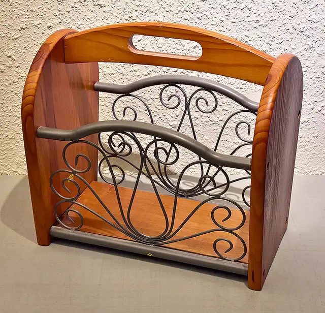 Wood - Metal Magazine & Book Holder Stand