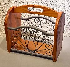 Wood - Metal Magazine & Book Holder Stand