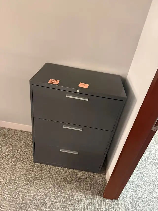 Grey 3 Drawer Filing Cabinet-Used Cabinets For Sale-Call Now!