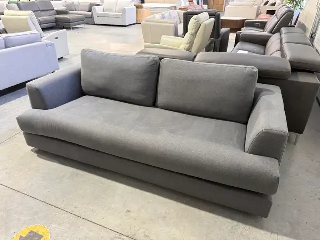 Grey fabric bench sofa