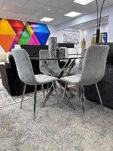 New Dining Table Set With Tempered Glass Top In Huge Sale