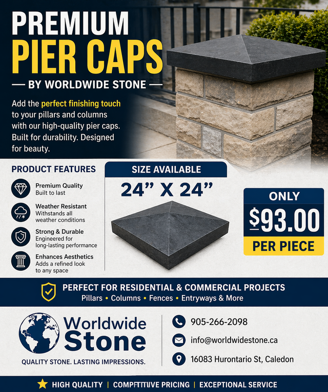 Pier Caps 24x24 – Premium Natural Stone ($93 Each)