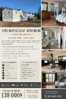 1992 Mini Home 16x70 must be moved