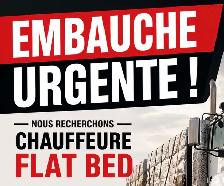 Embauche Chauffeur Flat Bed Urgent