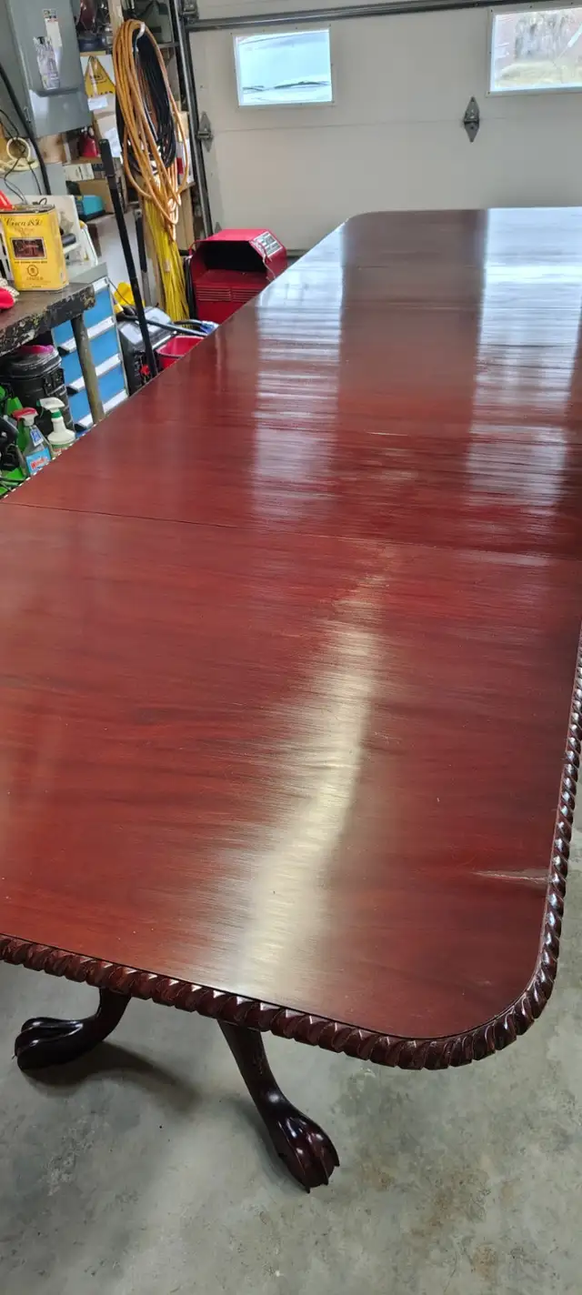 STUNNING&RARE12FTX46'3PEDESTAL DINING TABLE SOLID MAHOG 12CHAIRS
