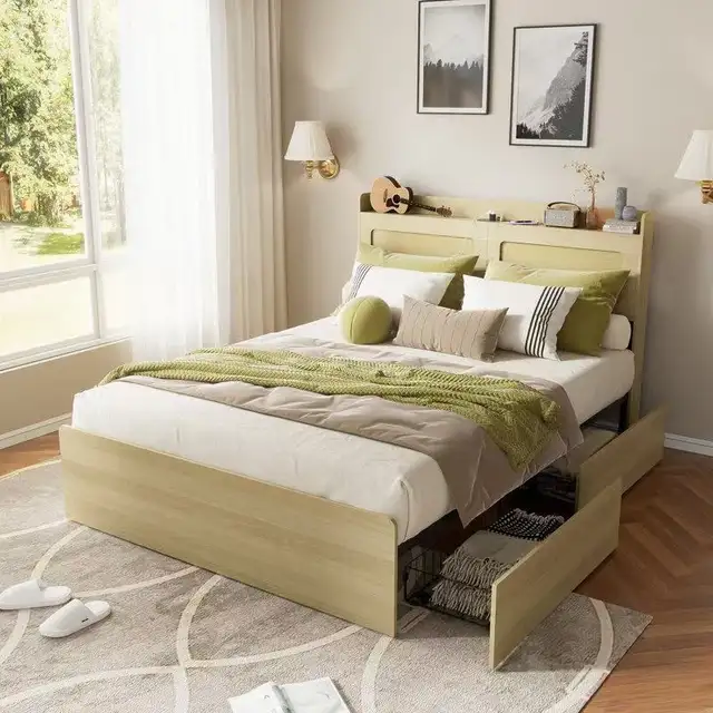 Brand New Queen Bed Frame 4-Drawe with Headboard/Footboard $199 - Photo 3