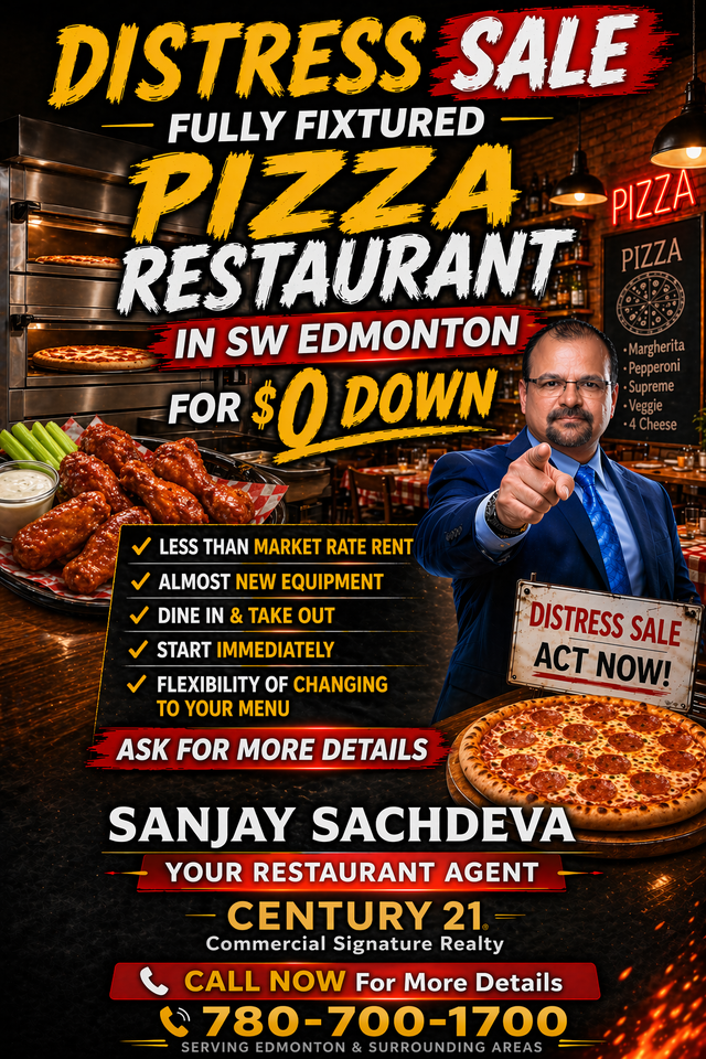 DISTRESS SALE – PIZZA RESTAURANT FOR $0 DOWN