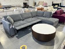 Grey fabric sectional with power footrests